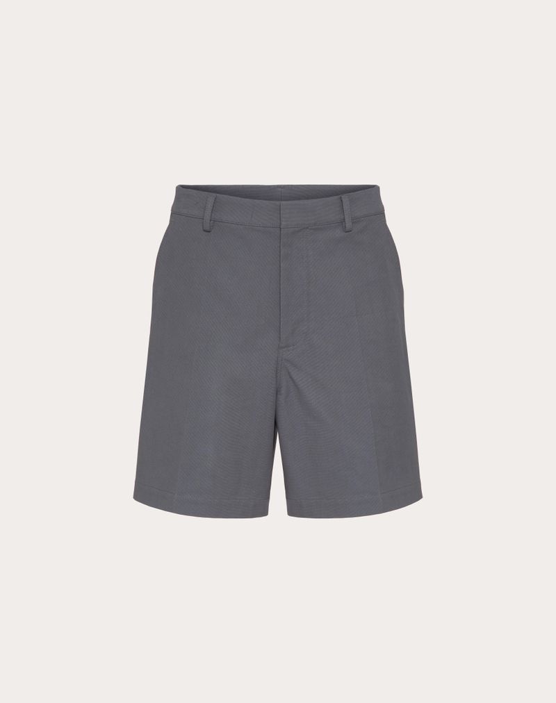 Bermudashorts i strækbart bomuldslærred med gummibelagte V-detaljer