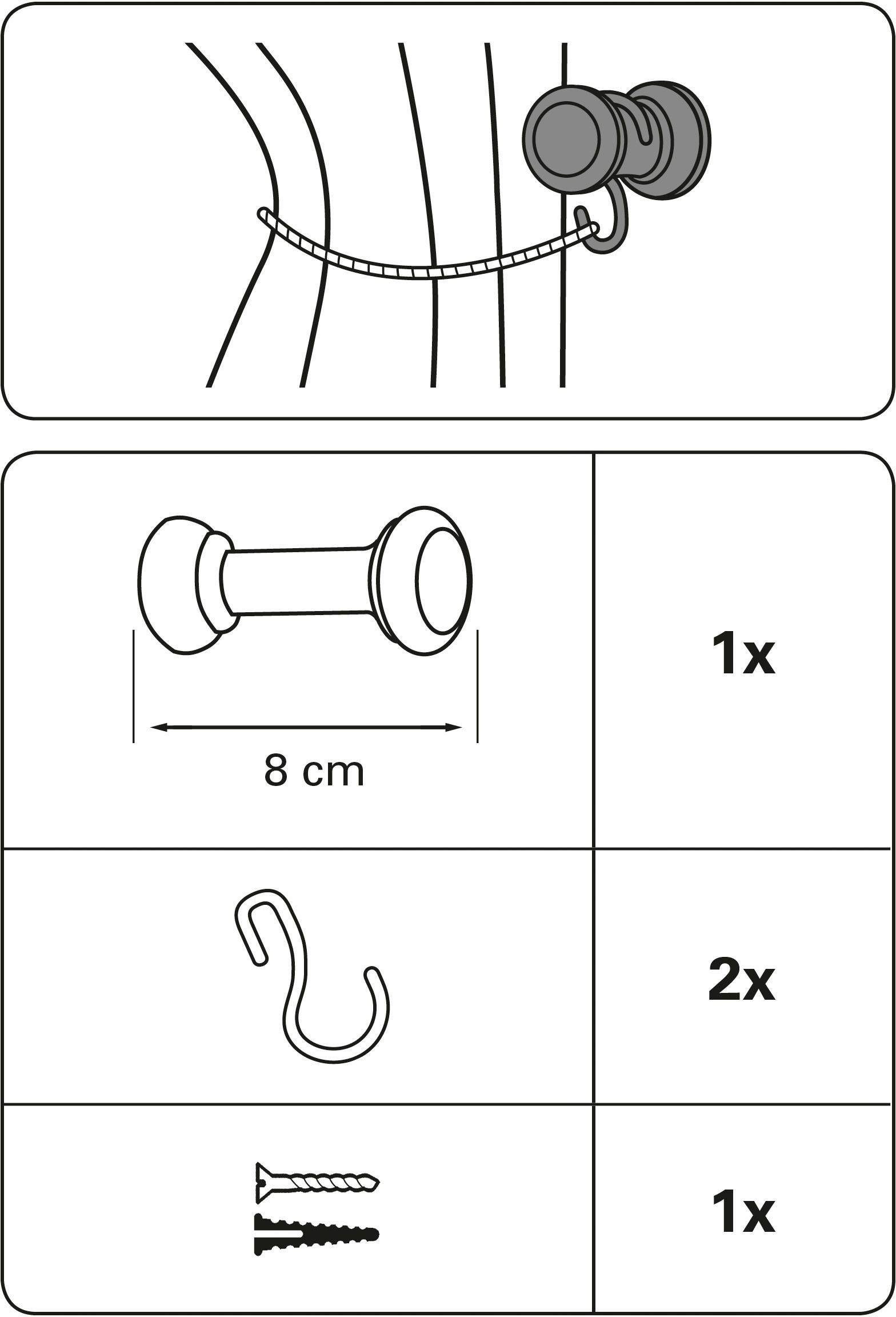 Schalhalter Schalhalter mit Haken, Kunststoff, GARDINIA, Gardinen, (1-tlg), Serie Gardinenstangen-Set Bifo Ø 28 mm