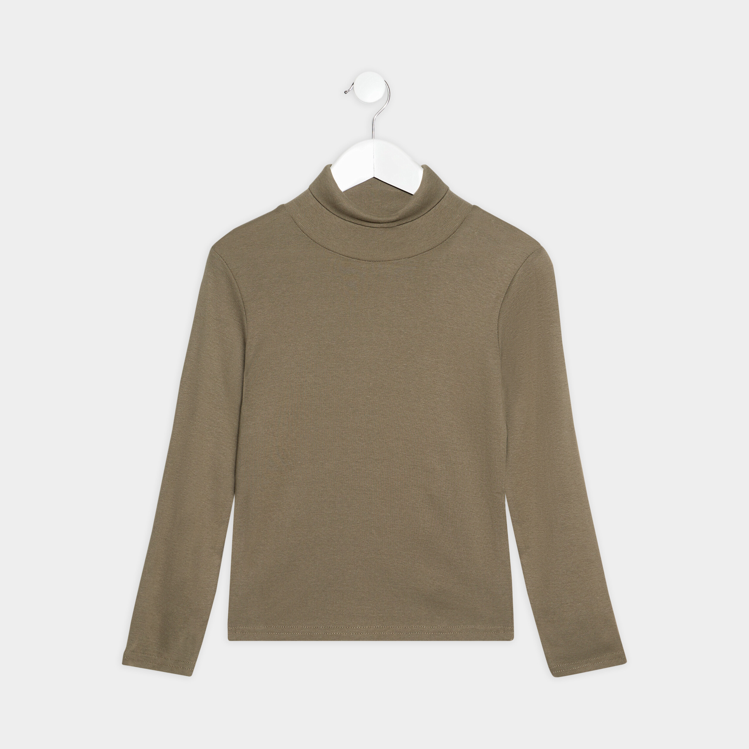 T-shirt col roulé manches longues vert kaki garçon | La Halle