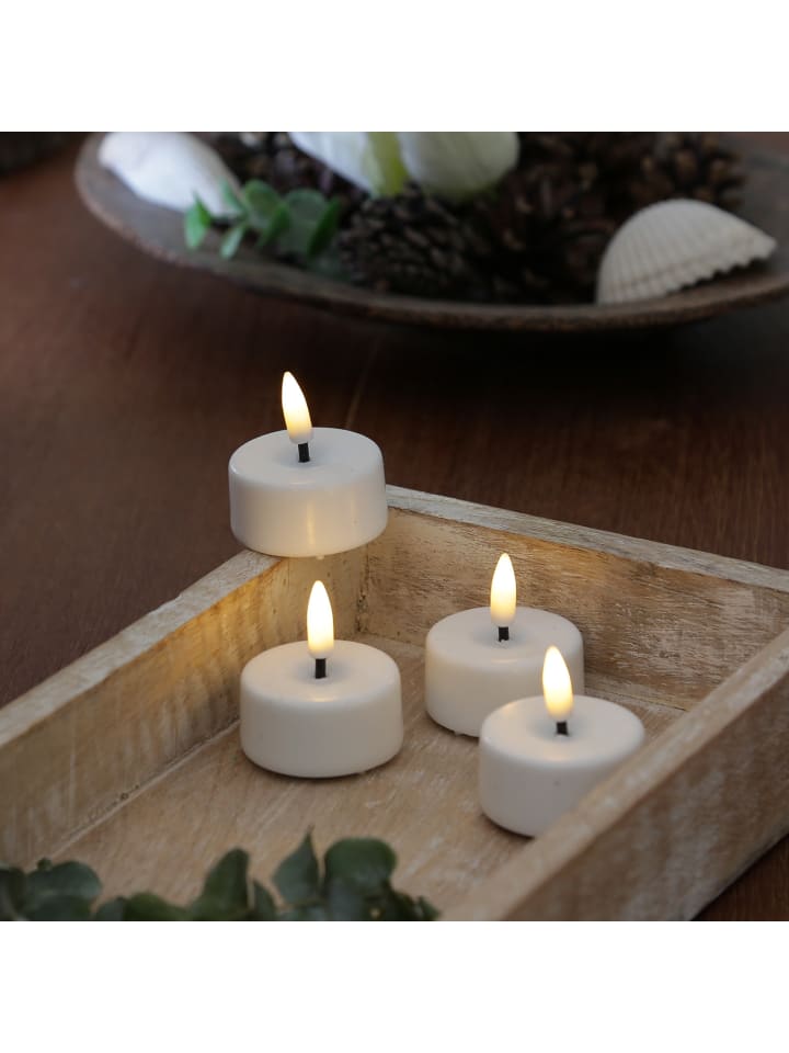 Deluxe Homeart 4x LED Mini Teelichter Mia flackernd mit Batterien D: 3,5cm in weiß günstig kaufen onesize