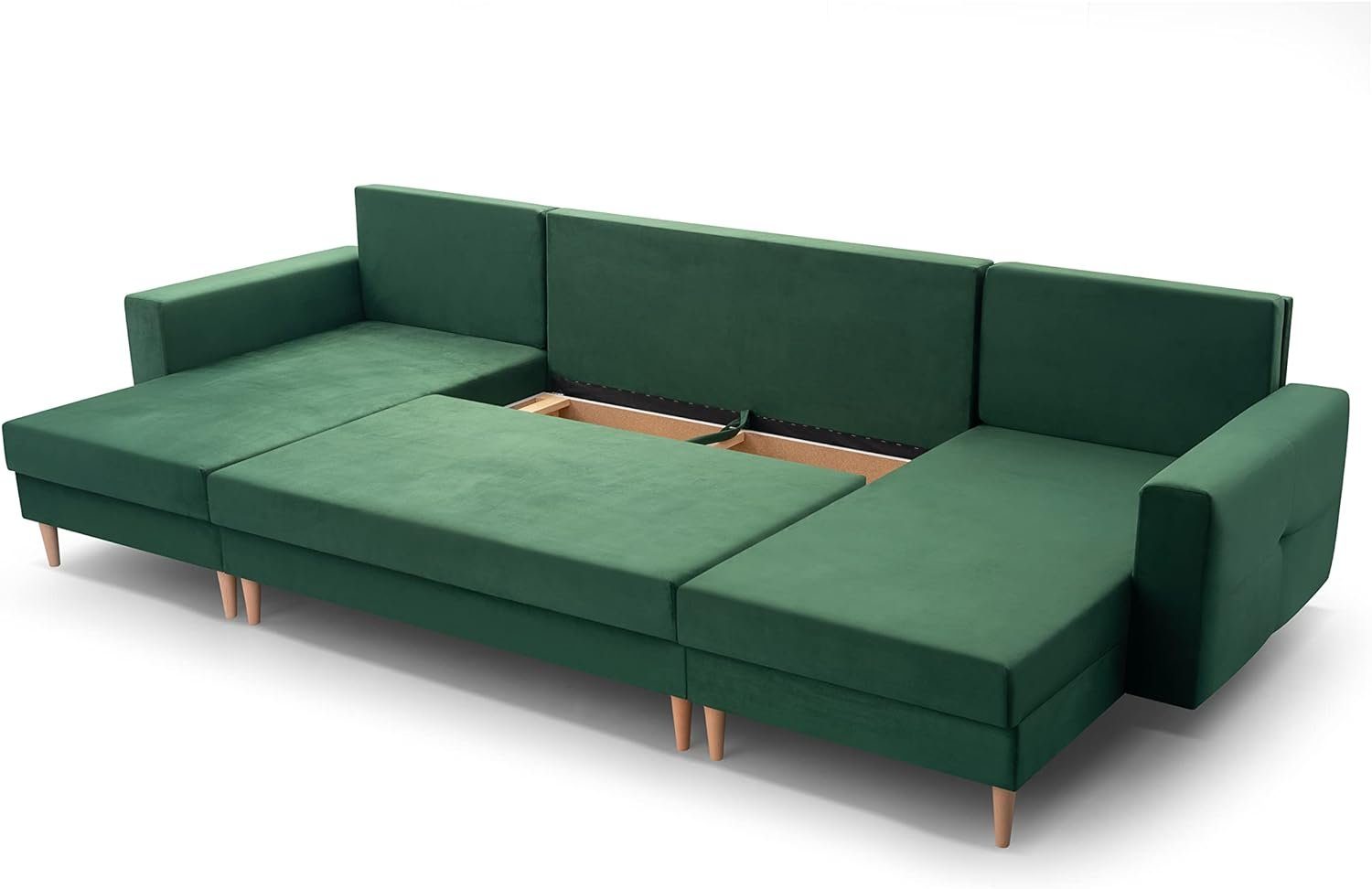 MOEBLO Wohnlandschaft Carl U, Ecksofa U-Form mit Schlaffunktion Eckcouch mit Bettkasten Sofa Couch Polsterecke U-Sofa - 300x137x84 cm, mit Bettkasten und Schlaffunktion