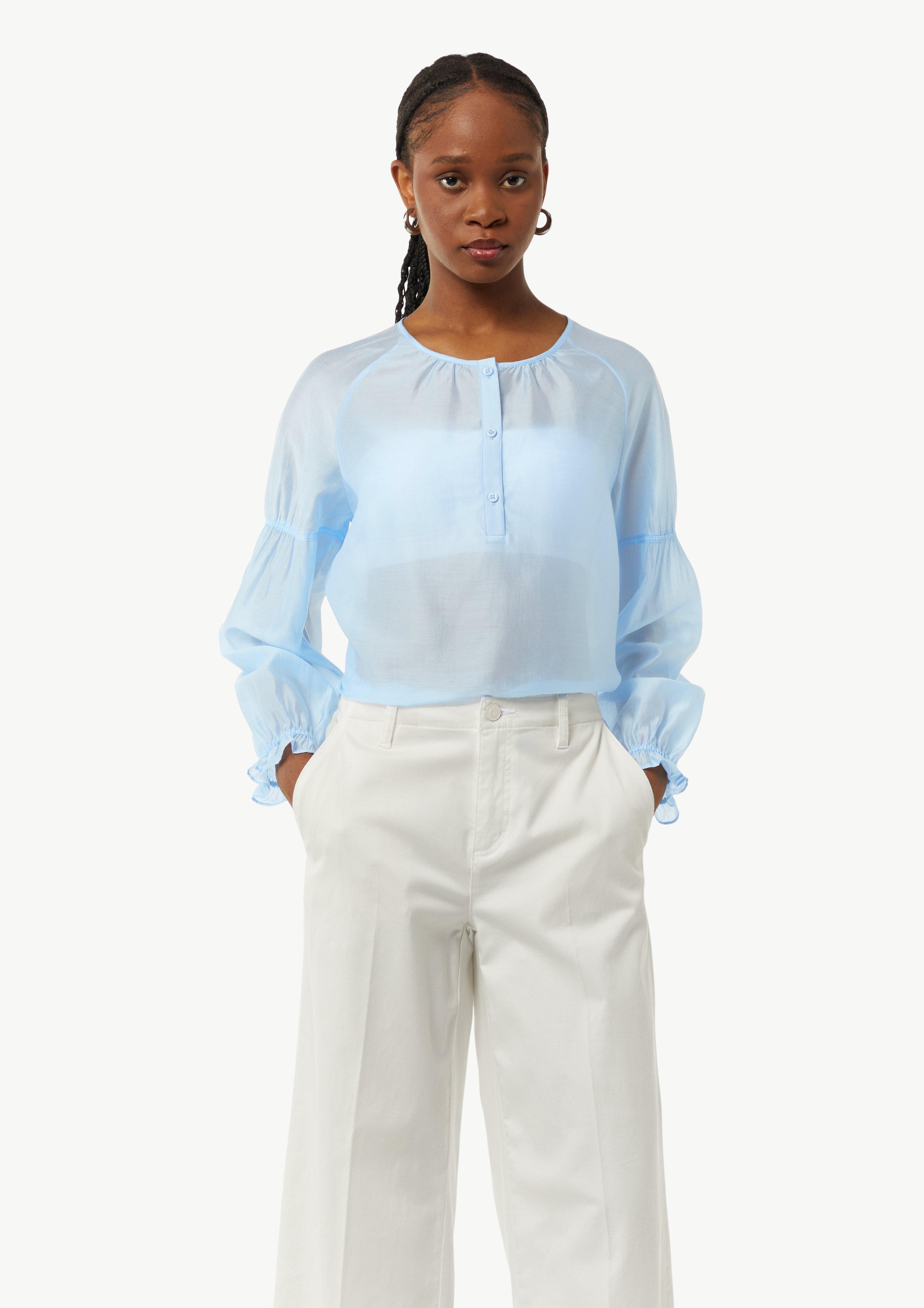 Raglan-Bluse mit elastischen Bündchen - himmelblau