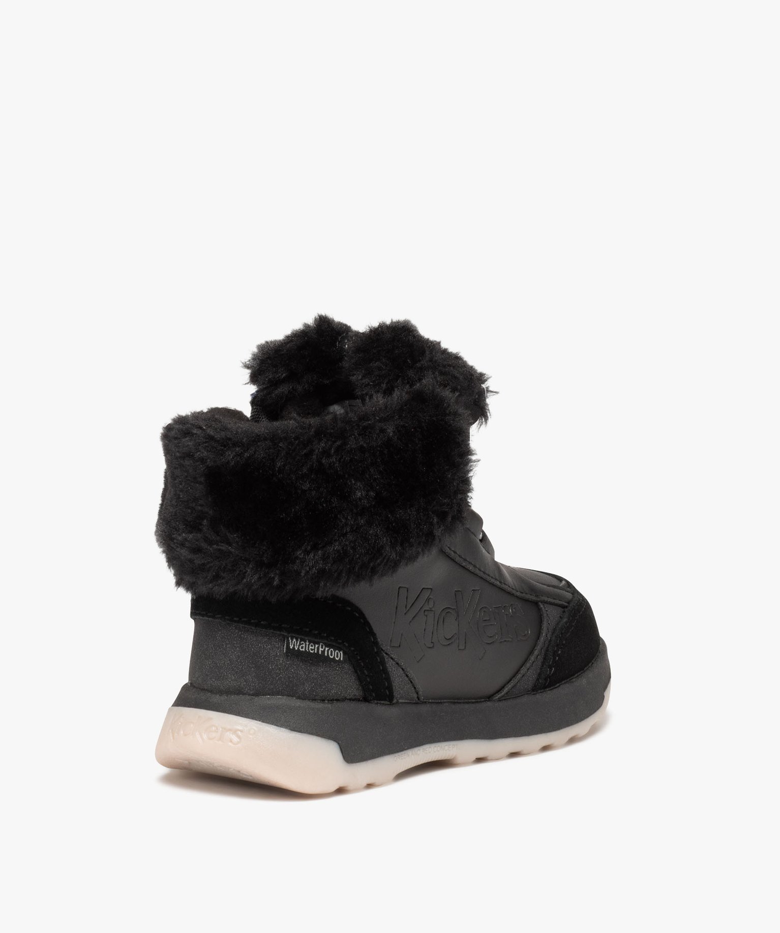 Boots fille unies imperméables à col fourré retourné - K... noir | GEMO