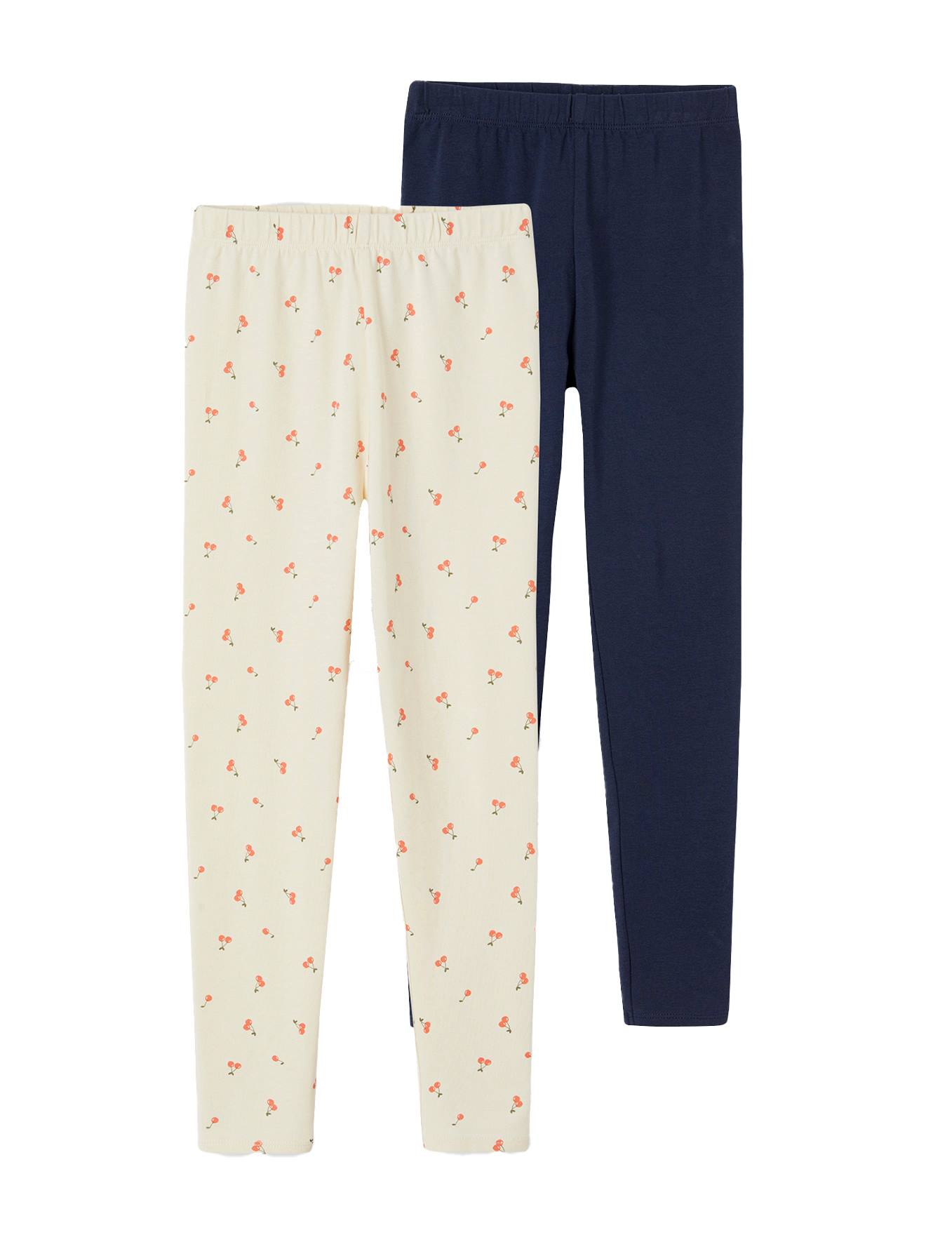 Vertbaudet 2er-Pack Mädchen Leggings BASIC - pack wollweiß kirschen
