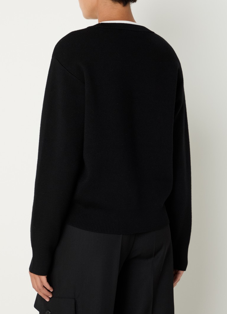 Sandro Fine-knit sweater in wool blend with logo embroidery