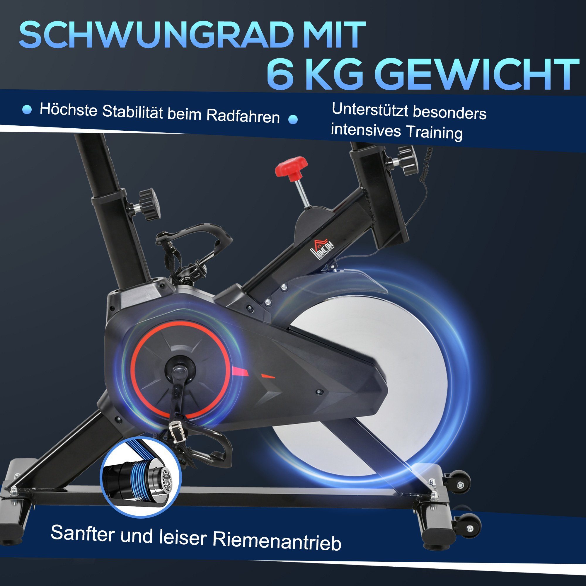 HOMCOM Heimtrainer Indoor Cycling Bike Trainer Home Gym Fahrradtrainer (1-tlg., Fitnessfahrrad), 85L x 46B x 114H cm