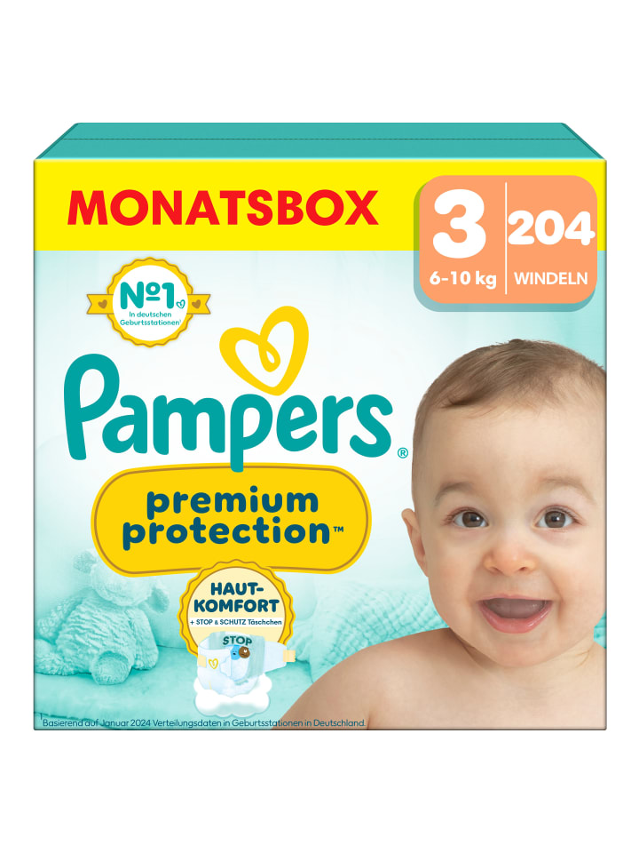 Pampers Pampers Premium Protection Größe 3, 204 Windeln, 6kg-10kg günstig kaufen 3