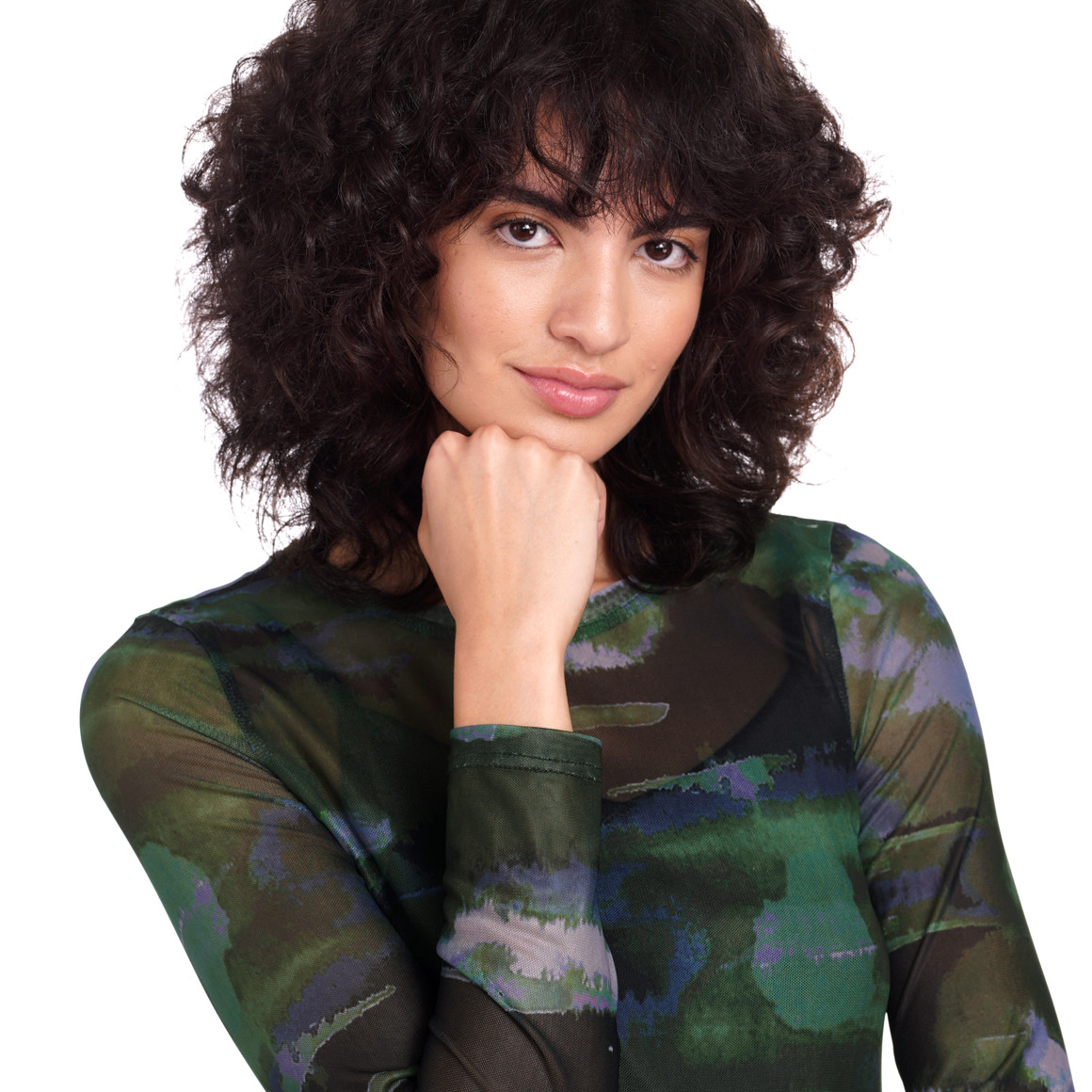 Damen Langarmshirt in semitransparenter Optik