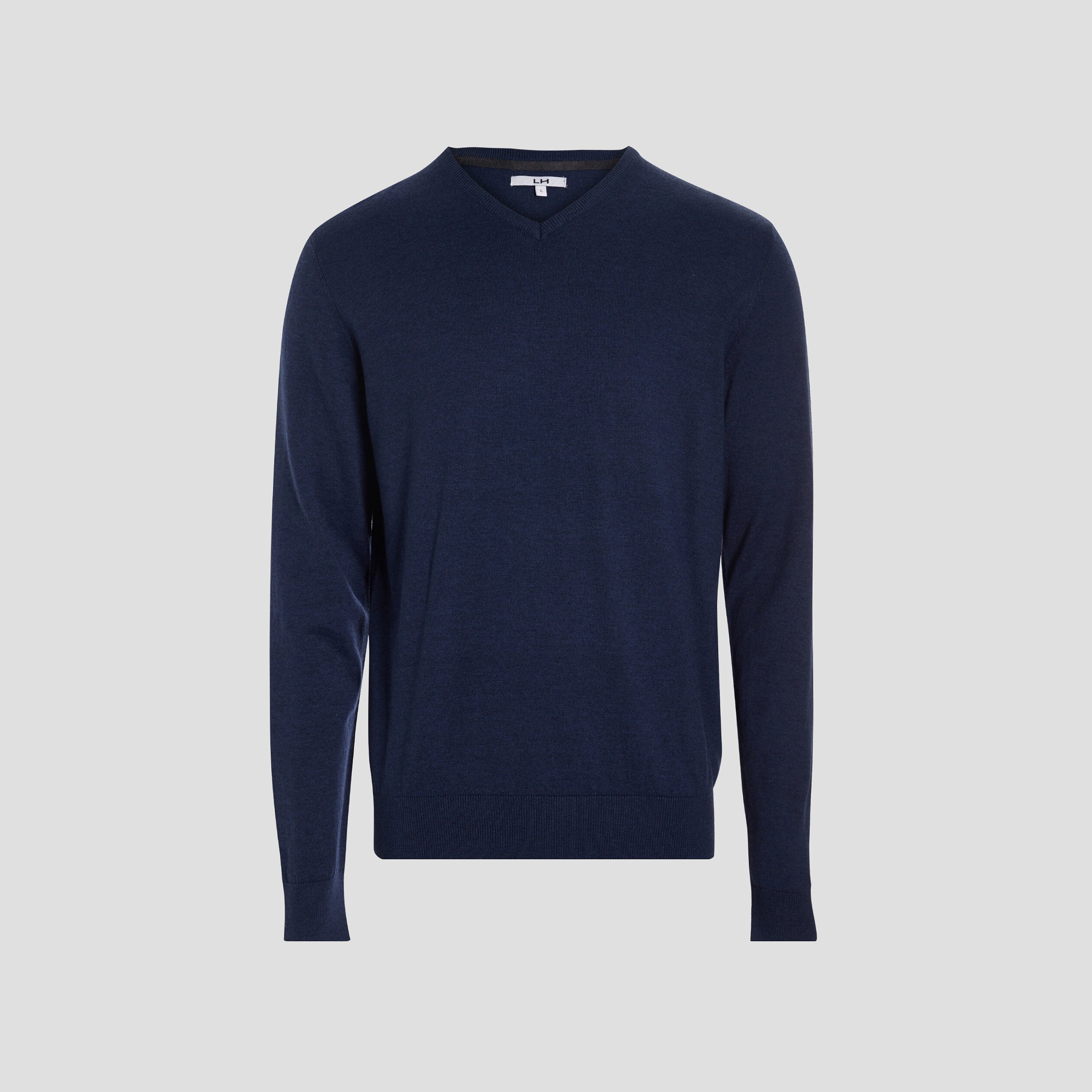 Pull avec col en V bleu marine homme | La Halle