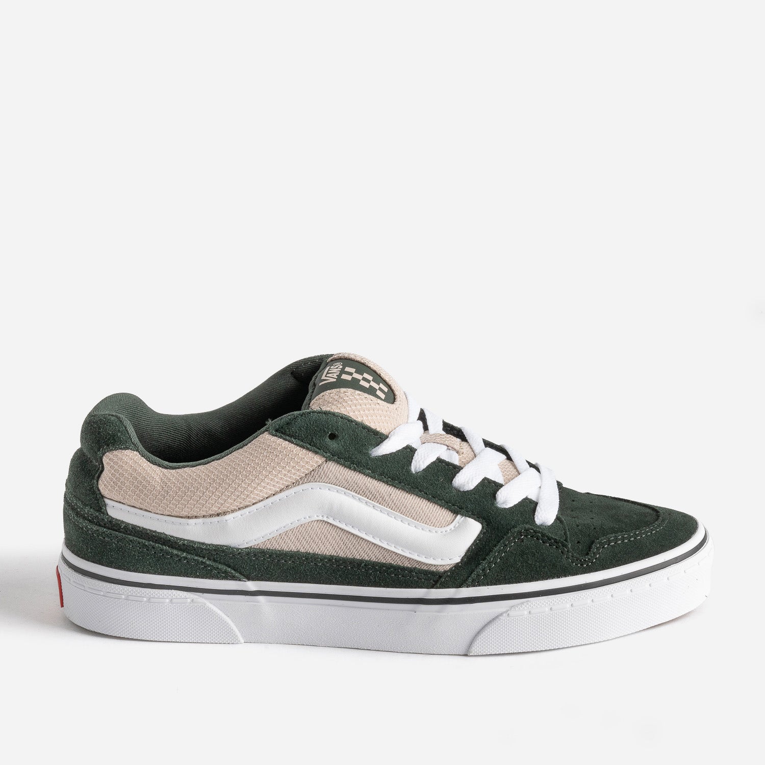 Tennis VANS vert foncé cuir velours mesh beige