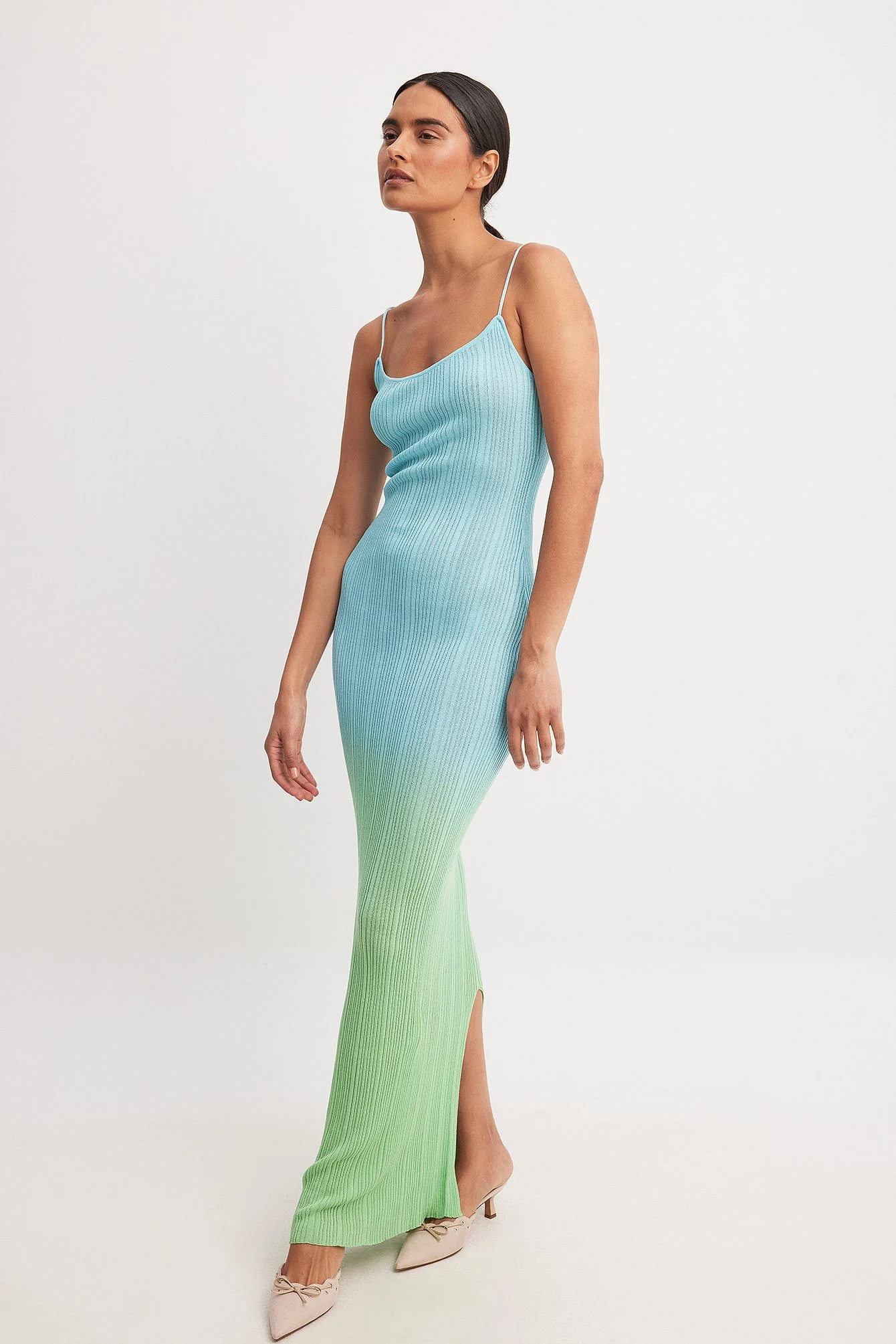 Ombré-Maxi-Strickkleid