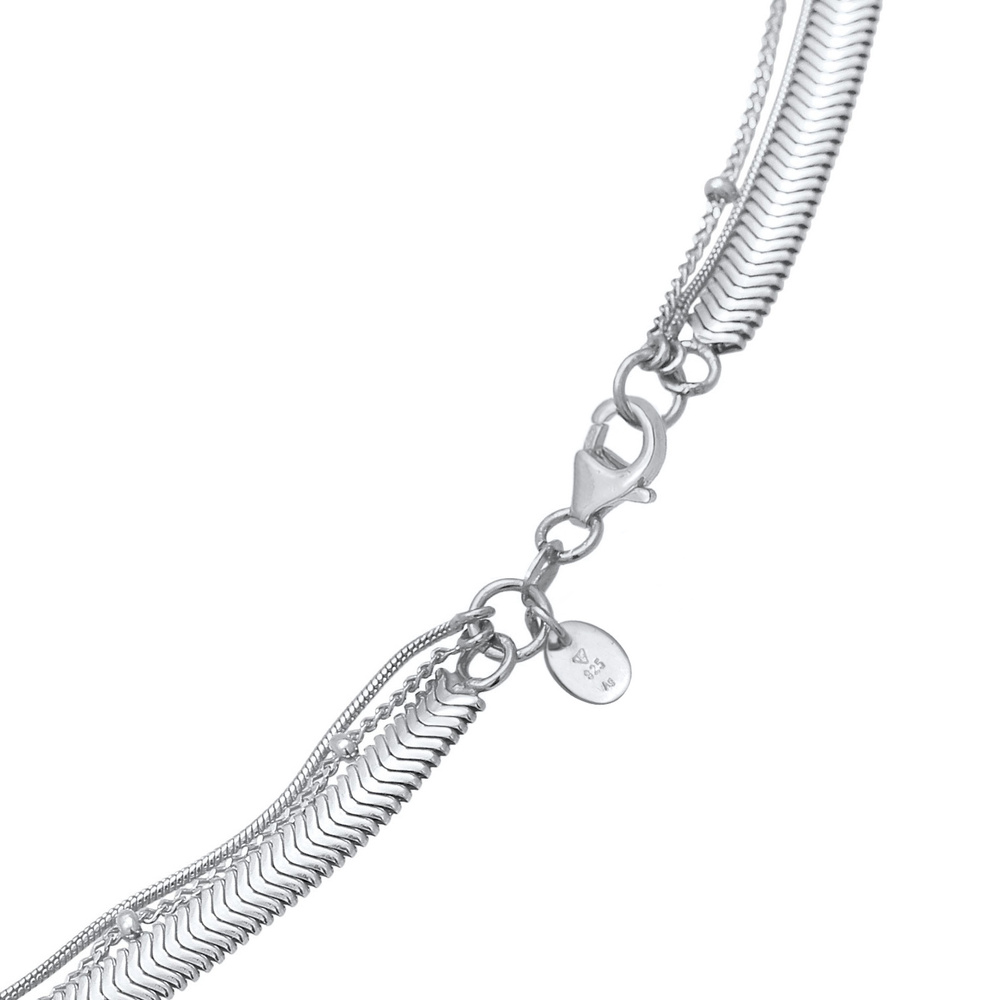 Elli PREMIUM Elli PREMIUM Collier Femme Layer Flat Round Ball Chain Trend Blogger en argent st collier