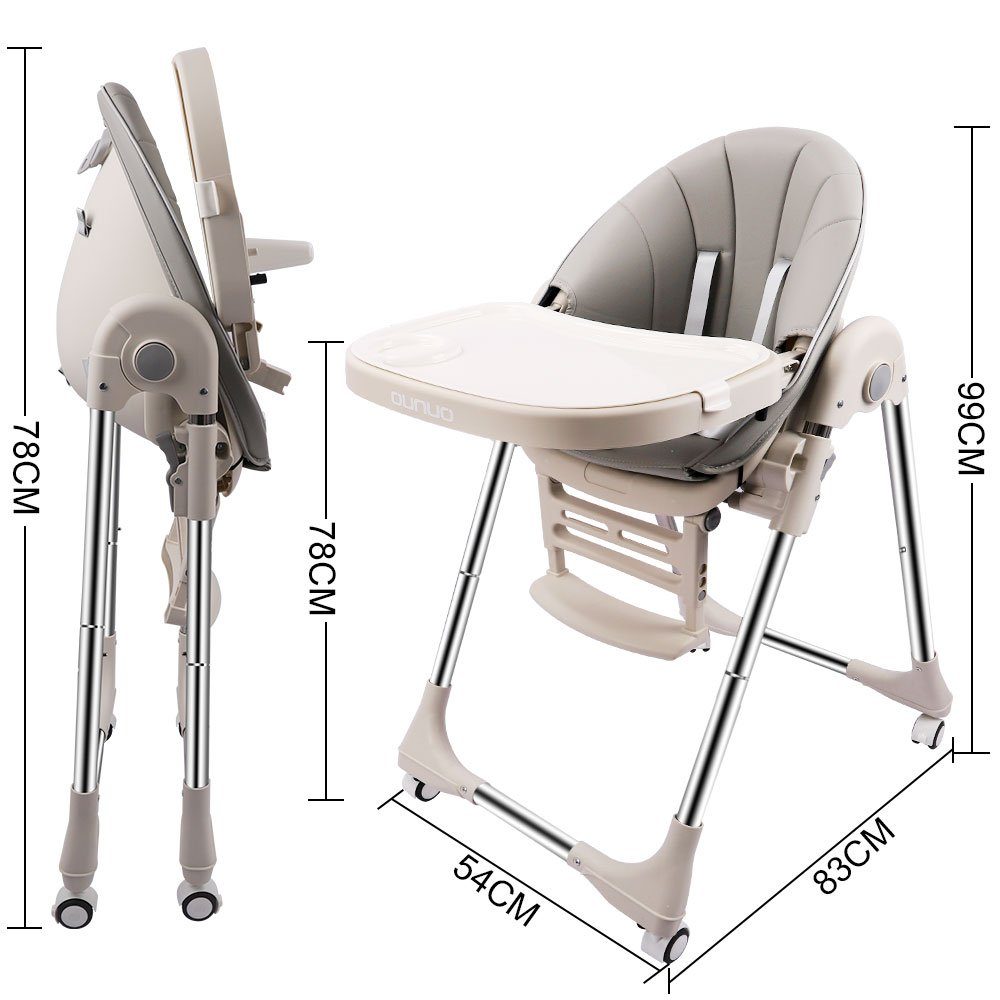 OUNUO Hochstuhl Baby Kindersitz Verstehllbar und Klappbar Kinderstuhl