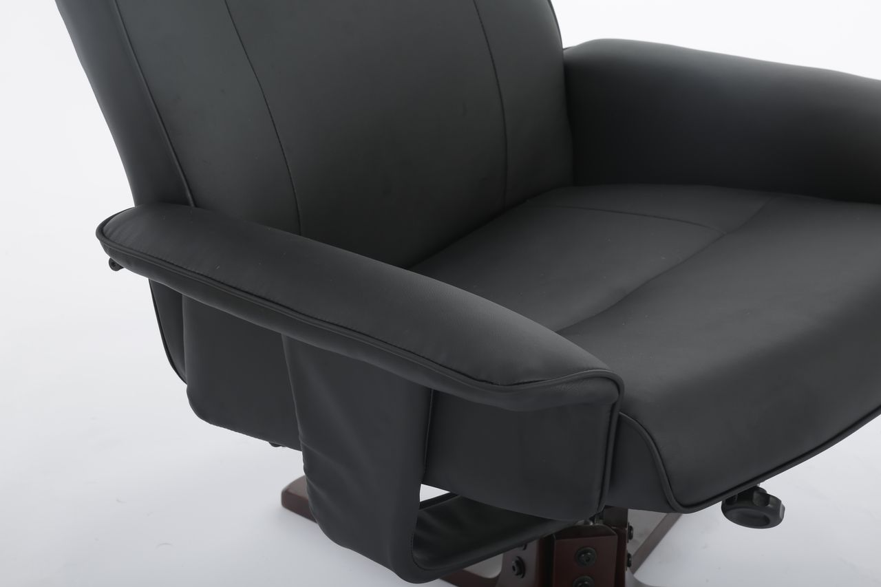 Happy Home Happy Home verstellbarer Relaxsessel mit Hocker schwarz & Holzbeine