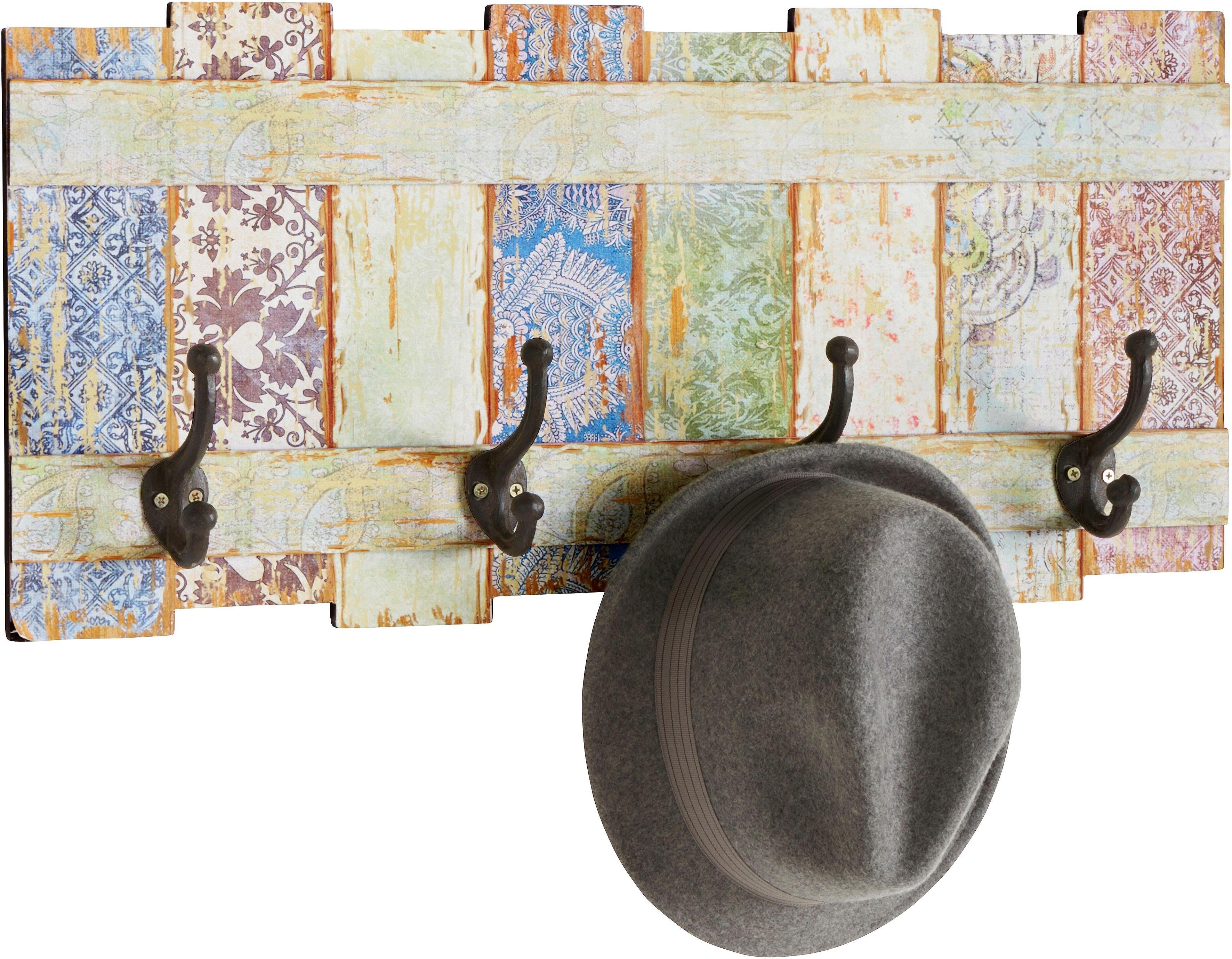 Home affaire Hakenleiste Pastell, Garderobe mit 4 Kleiderhaken, Pastell-Farben, Shabby Look