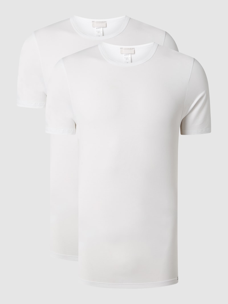 T-Shirt mit Label-Detail im 2er-Pack Modell 'Cotton Essentials' in weiß