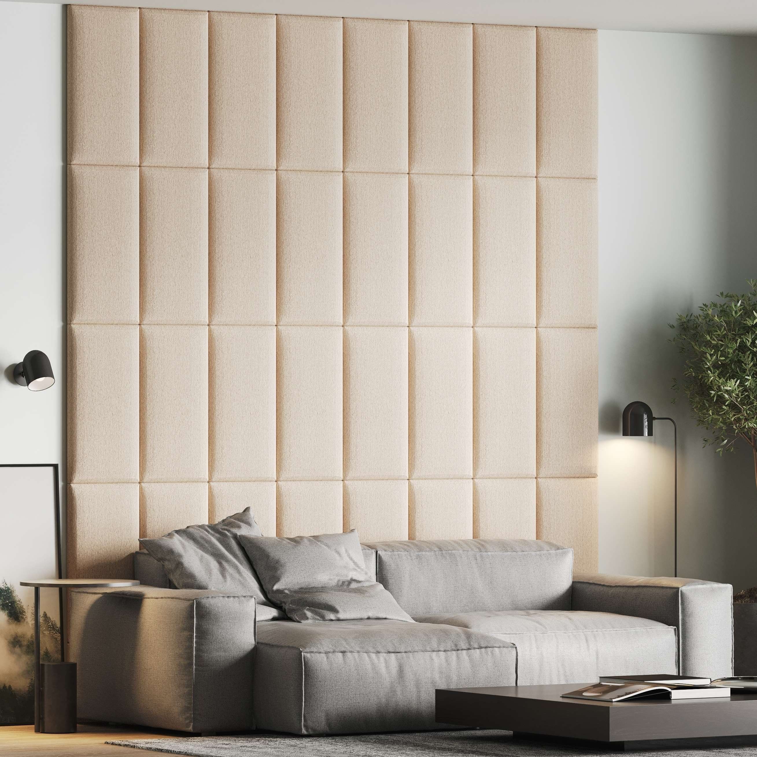 softwalls Kopfteil Wandkissen Velour - Kopfteil Bett - Polster, Beige - 60x30, (1 St., 5 (sehr gut), Schalldämmend