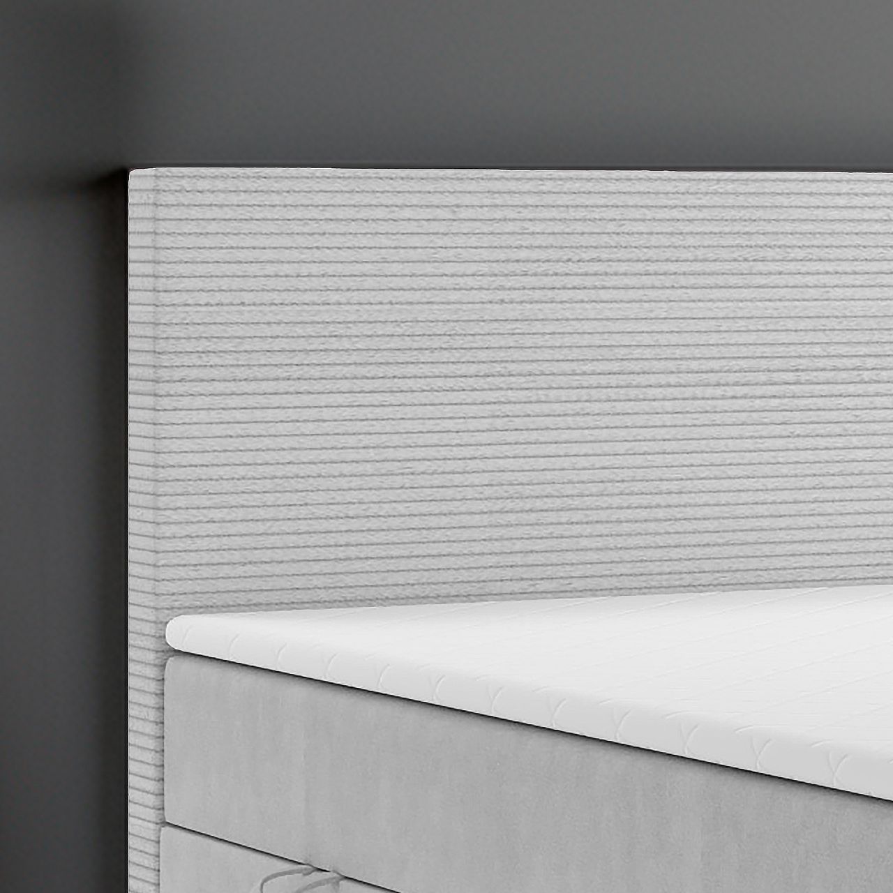Möbel Punkt Boxspringbett PISA mit Bettkasten 180 x 200 cm Webstoff Grau Bett Bettkasten Topper