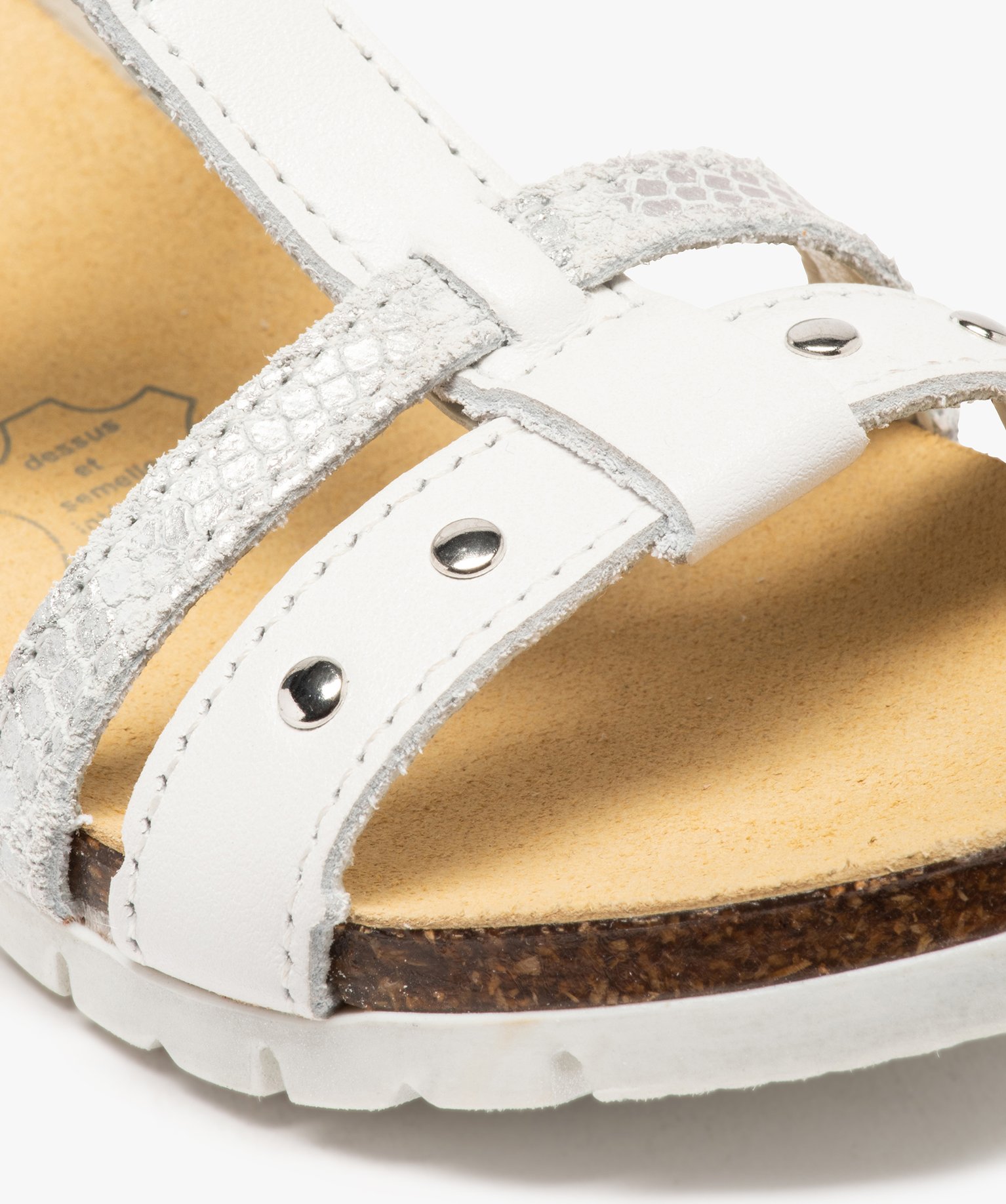 Sandales fille dessus cuir à semelle contrastante - Bopy blanc | GEMO