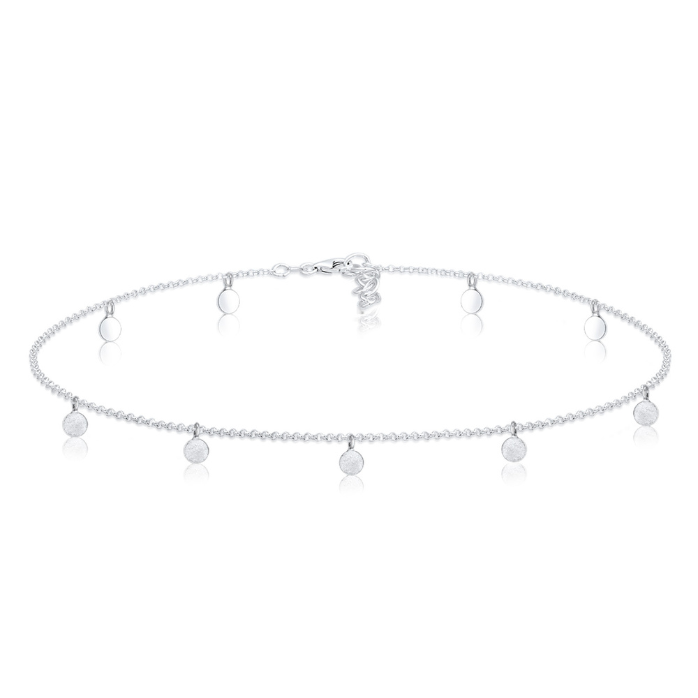 Elli Elli Collier Femmes Choker Géo Cercle Basique Mat Monnaie en Argent Sterling 925 collier