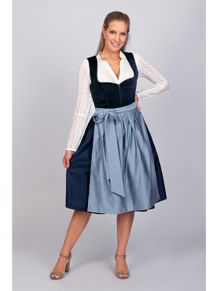 Edelnice Midi Dirndl Luna Samt Blau in blau günstig kaufen