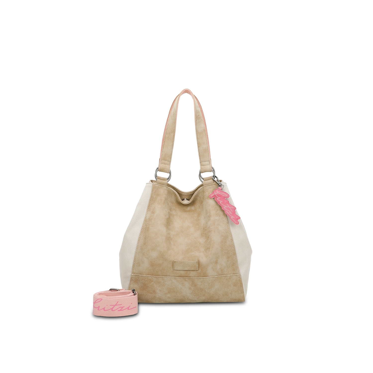 Schultertasche Joy01 mit rauem Canvas-Materialmix
