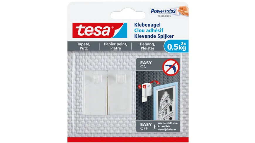 tesa Powerstrips® Klebenagel für Tapeten und Putz (0,5kg)