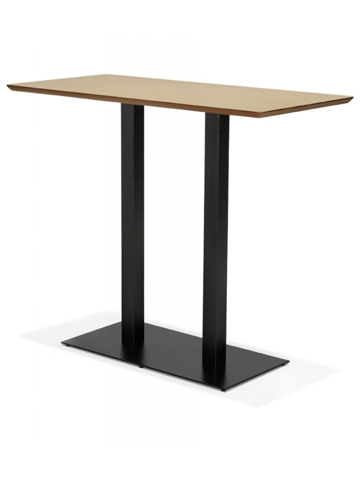 KADIMA DESIGN Hochtisch aus Holz Metall mit Naturplatte | Industrieller Stil in Beige günstig kaufen