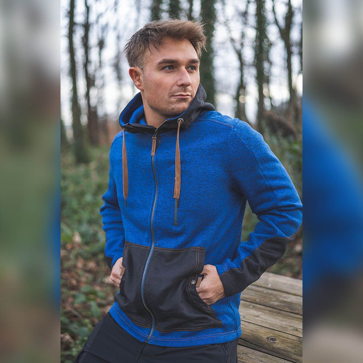Strickfleece Jacke mit Kapuze