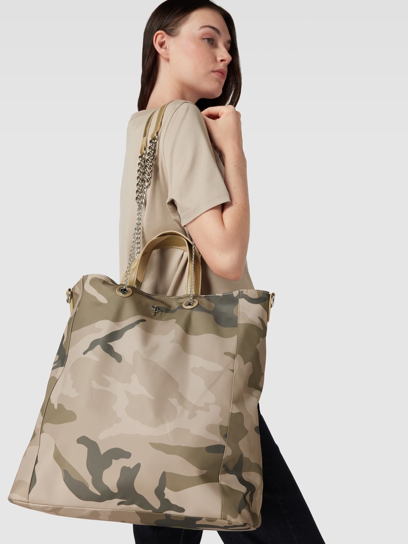 Tote Bag mit Label-Detail in olivgrün