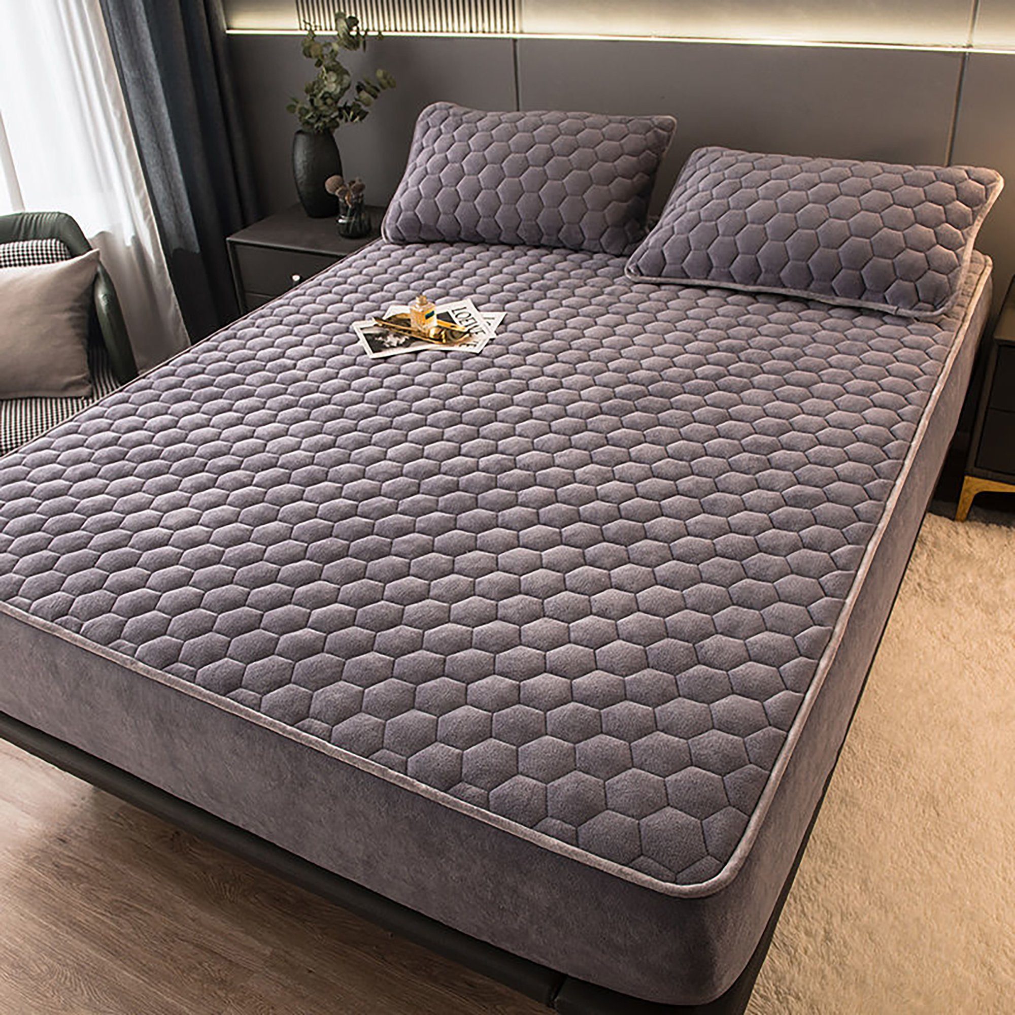 Matratzenschoner Spannbetttuch für Kinder und Erwachsene 180*200cm Matratzenschoner KUGI, verdickter Flanell Warmer Matratzenbezug