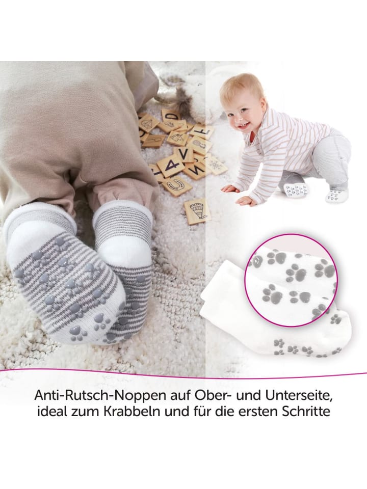 LaLoona Anti-Rutsch Socken / Krabbelsocken / Stoppersocken in weiss,braun günstig kaufen