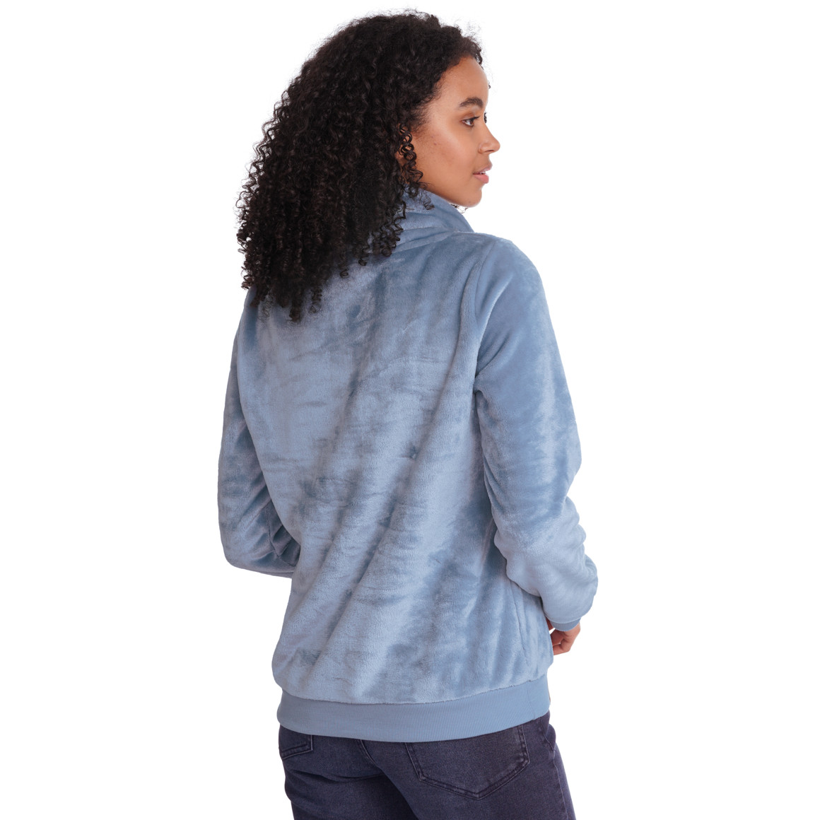 Damen Plüsch-Sweatshirt mit Schalkragen
