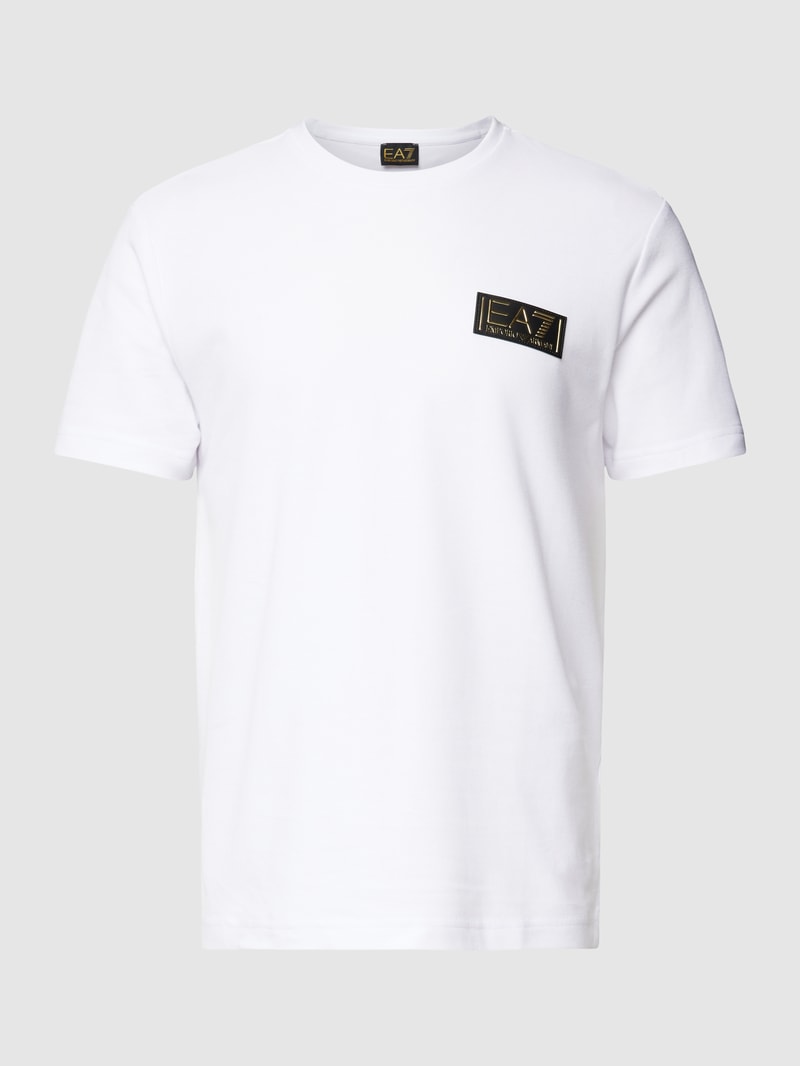 T-Shirt mit Label-Patch Modell 'PJRYZ' in weiß