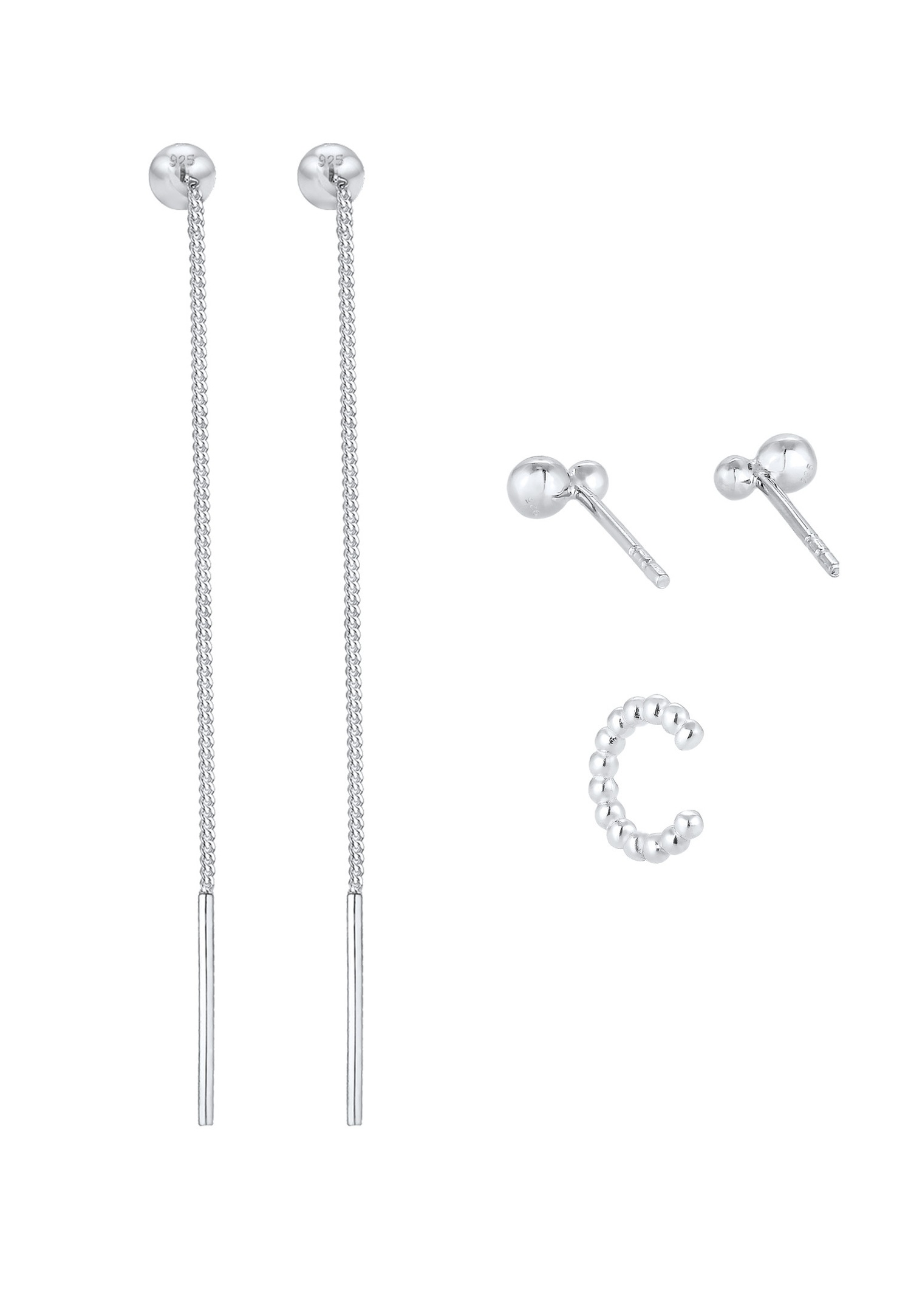 Elli Earcuff Set of 3 Women's Earrings - (925/1000) Silver