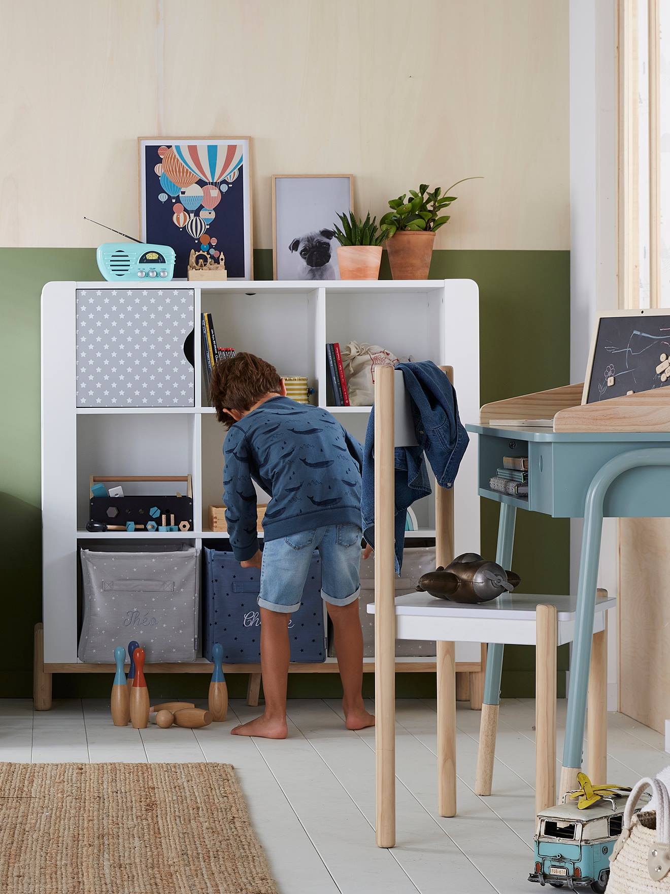 Vertbaudet Kinderzimmer Regal, 9 Fächer - weiß/natur