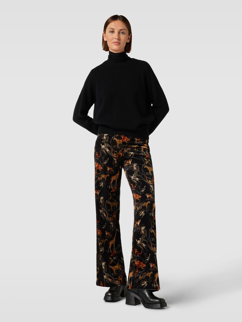 Hose mit Allover-Motiv-Muster Modell 'KIMBERLY' in schwarz