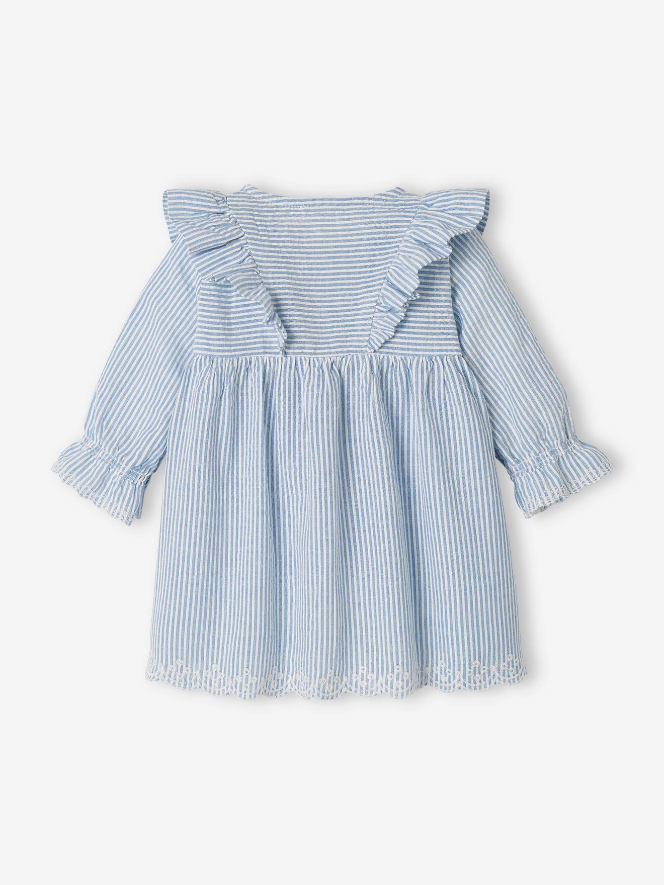 Robe bébé en seersucker bleu glacier
