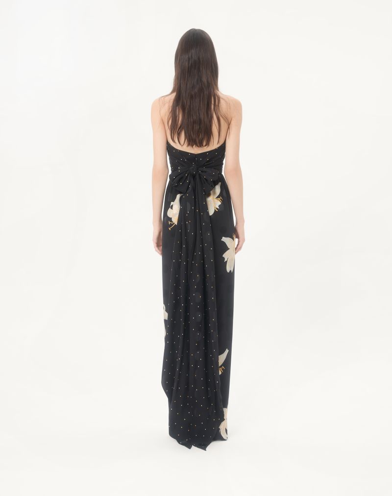 Robe Longue En Crêpe De Chine Jacquard Après L'Hiver Lilium