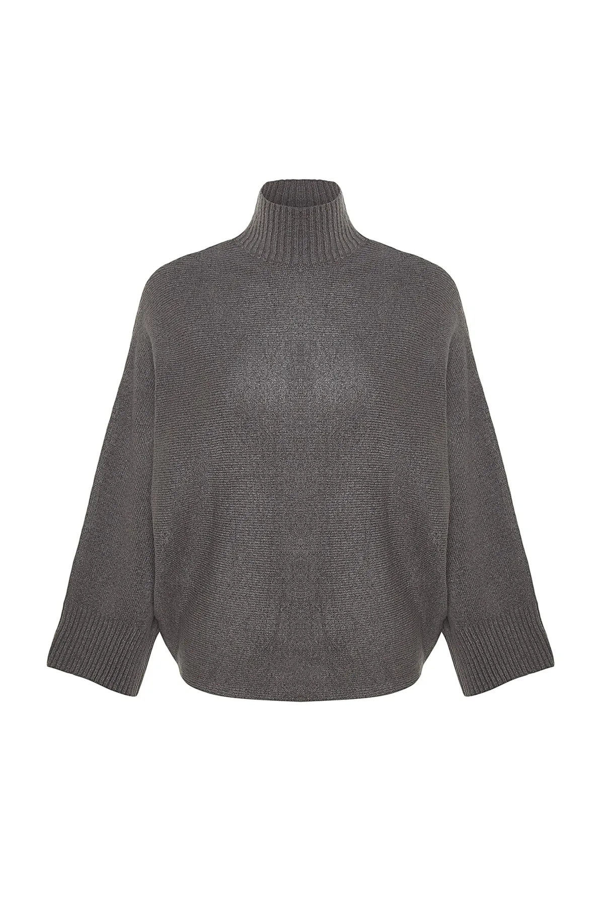 Trendyol Collection  Anthrazitfarbener, weich strukturierter Strickpullover mit weiter Passform TWOAW20KZ1059