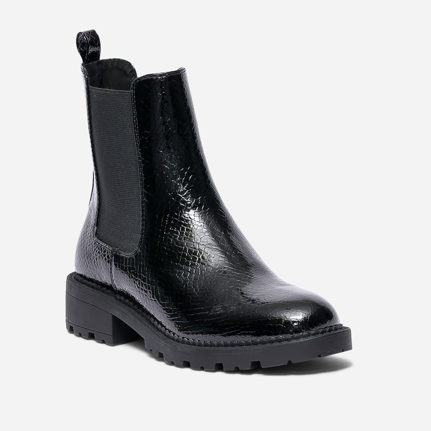Chelsea boots TEXTO noir verni embossé effet python