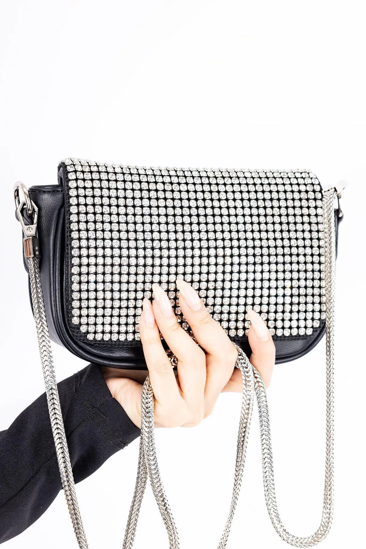 Getcho  Sanem Damen Abendtasche mit Kettenriemen und Steinstickerei