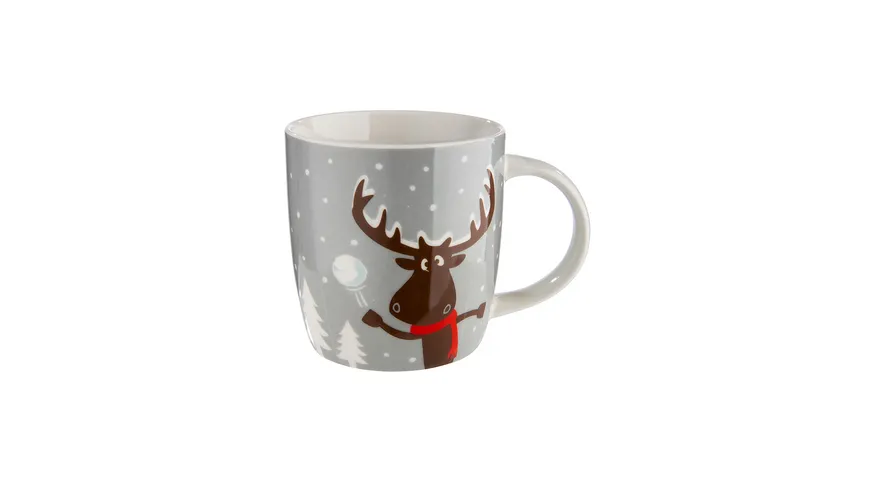 GILDE Porzellan Tasse Hirsch Hannes H=9cm grau