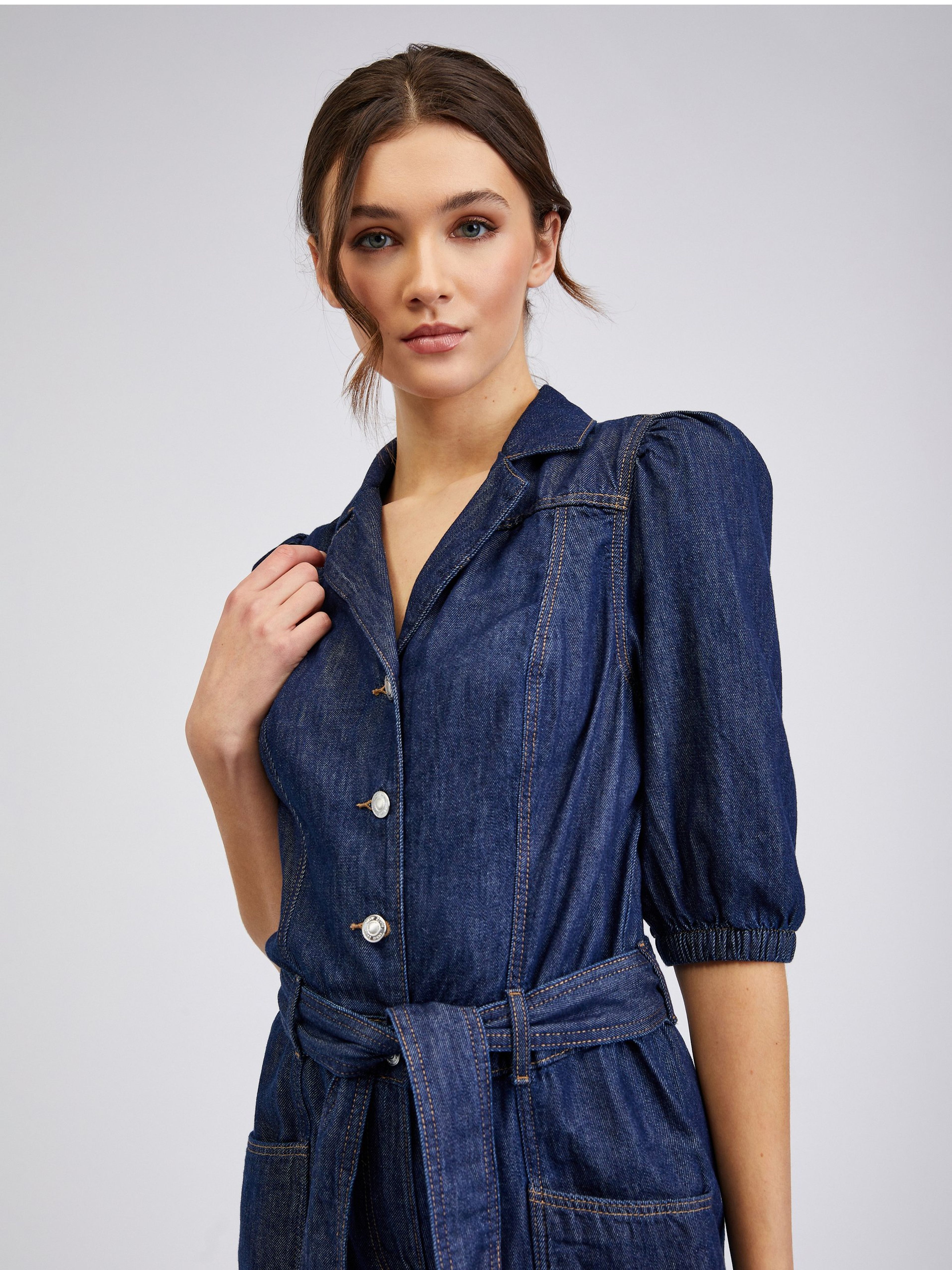 Dunkelblauer Damen-Jumpsuit aus Denim ORSAY