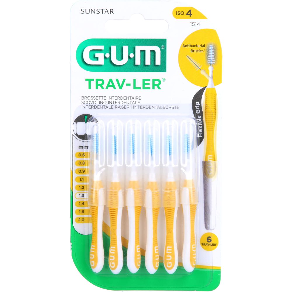 TRAV-LER 1.3mm Tanne gelb Interdental+6Kappen