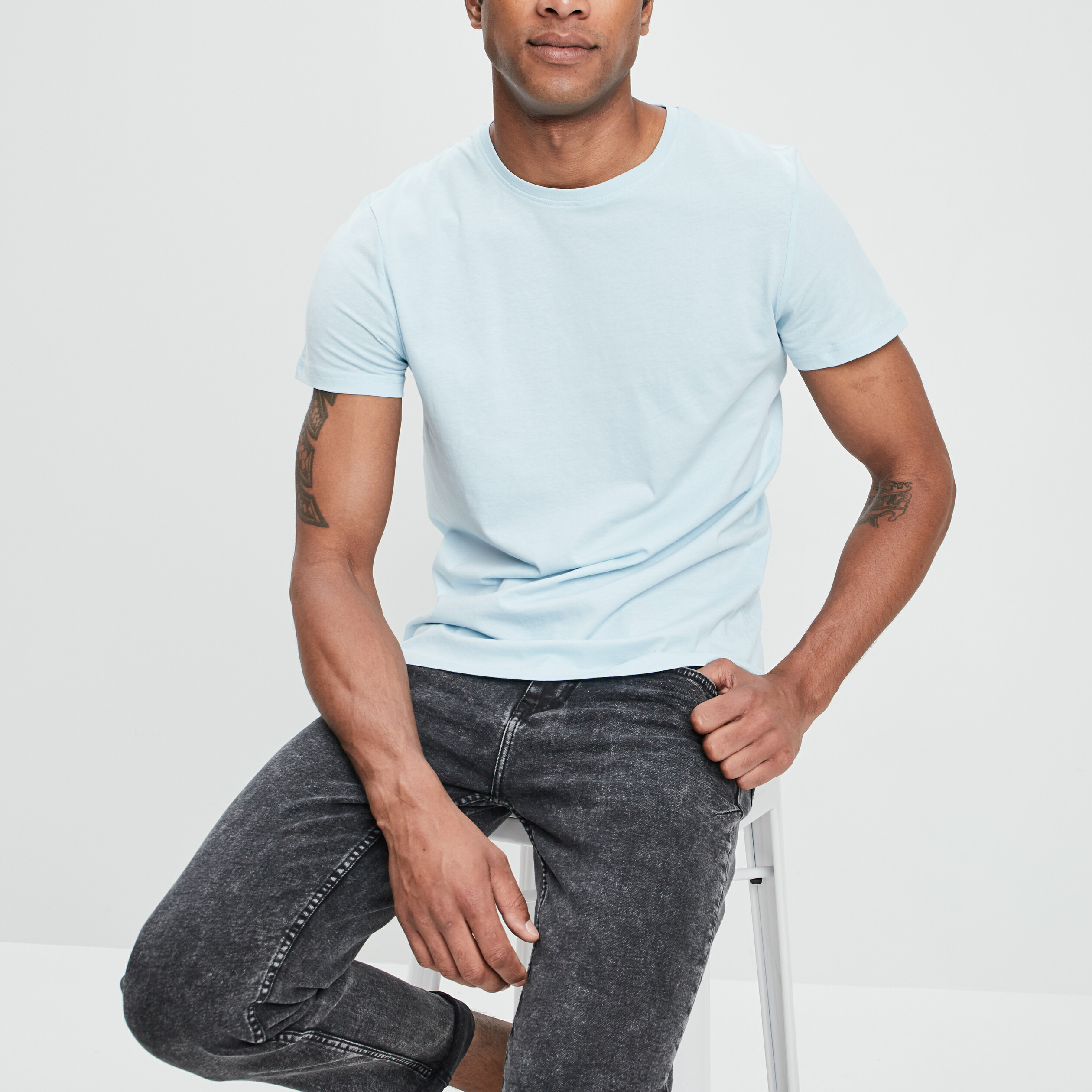 T-shirt en coton manches courtes bleu turquoise homme | La Halle