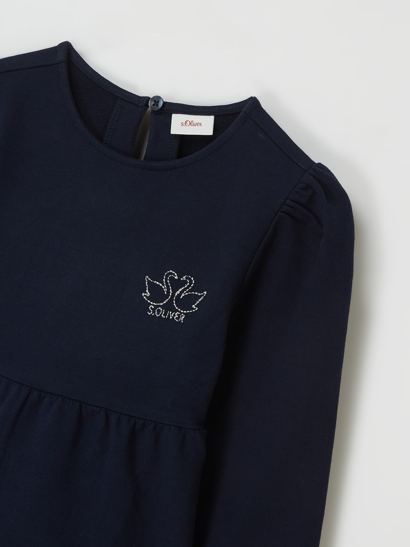 Kleid mit Logo-Stickerei in marineblau
