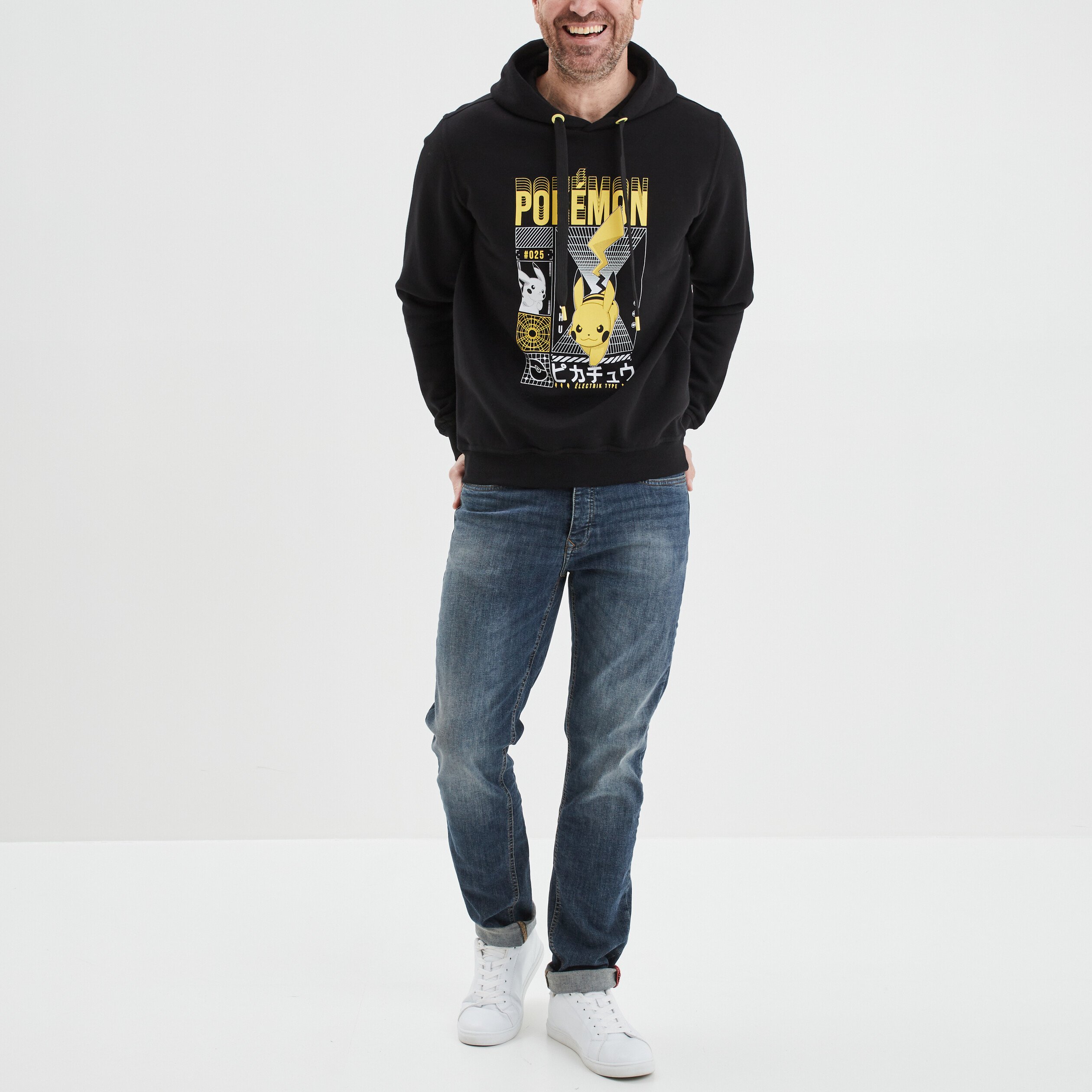 Sweat à capuche hoodie Pikachu Pokémon noir homme | La Halle