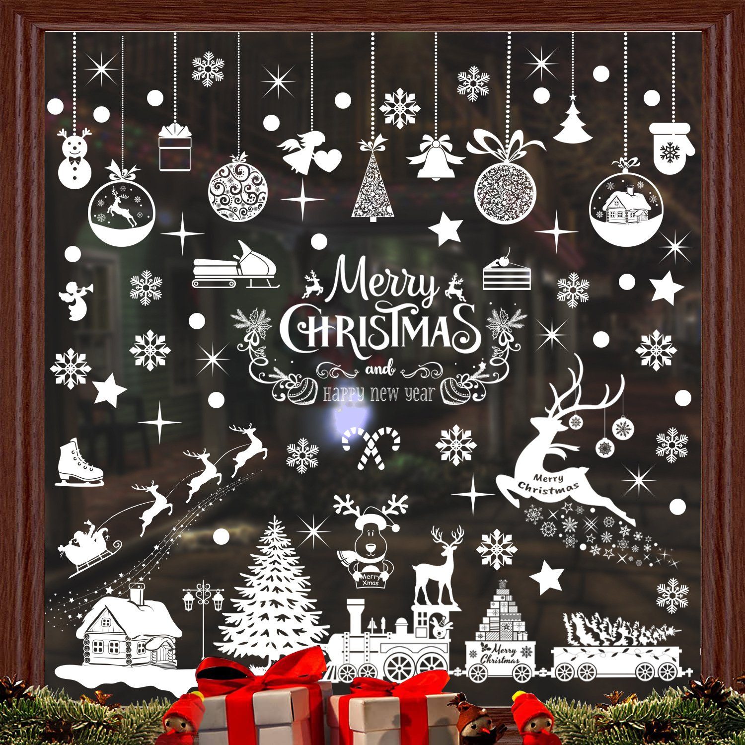 Fenstersticker Weihnachtsdekoration Fenster 2er-Pack selbstklebend, aikidio