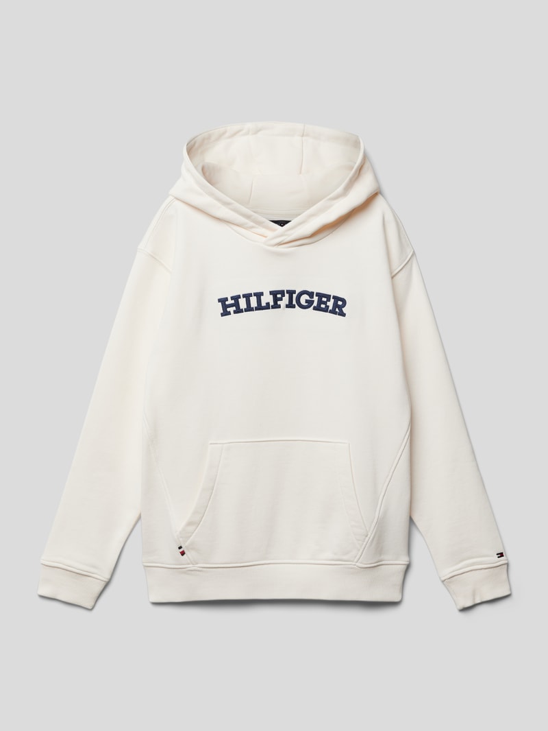 Hoodie mit Label-Stitching Modell 'ARCHED' in offwhite